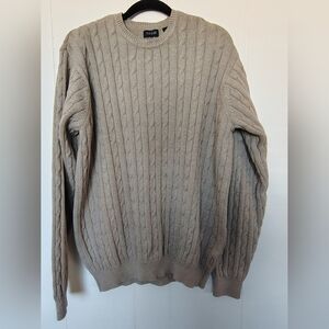 Izod Men's Tan Cable Knit Crewneck Sweater Size L